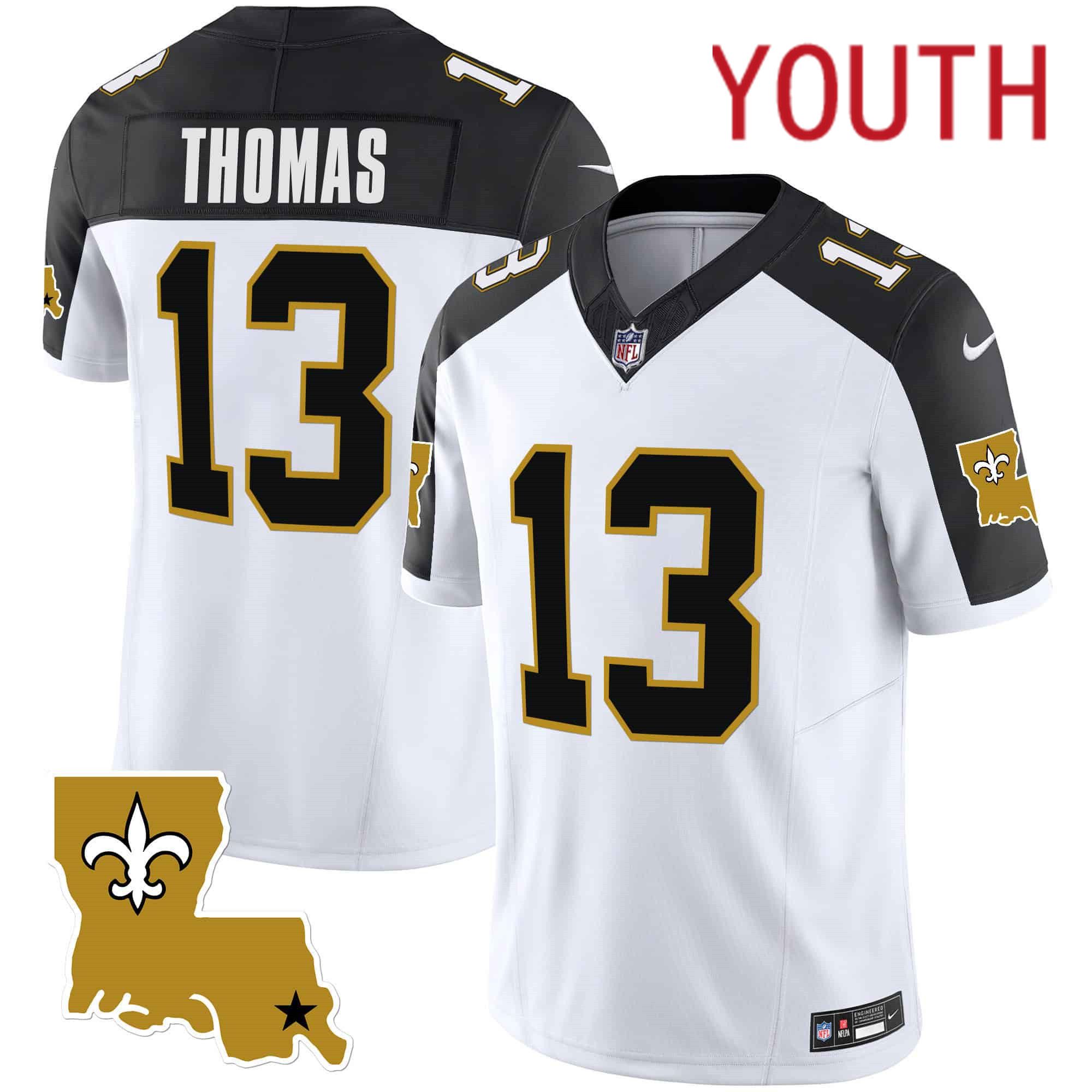 Youth New Orleans Saints #13 Thomas White 2024 Nike 1987 Legacy Vapor Limited NFL Jersey style 1->youth nfl jersey->Youth Jersey